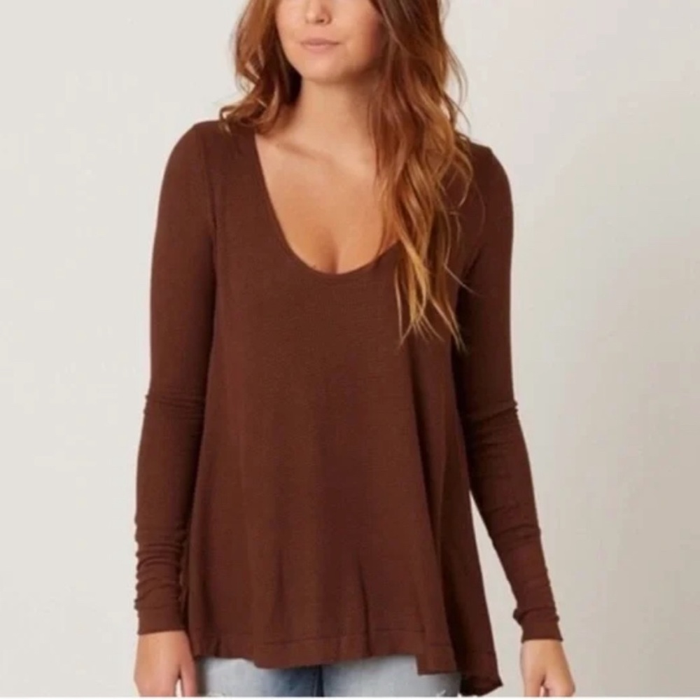 Free People We the Free Malibu Thermal Long Sleeve Women’s Size Small Cotton